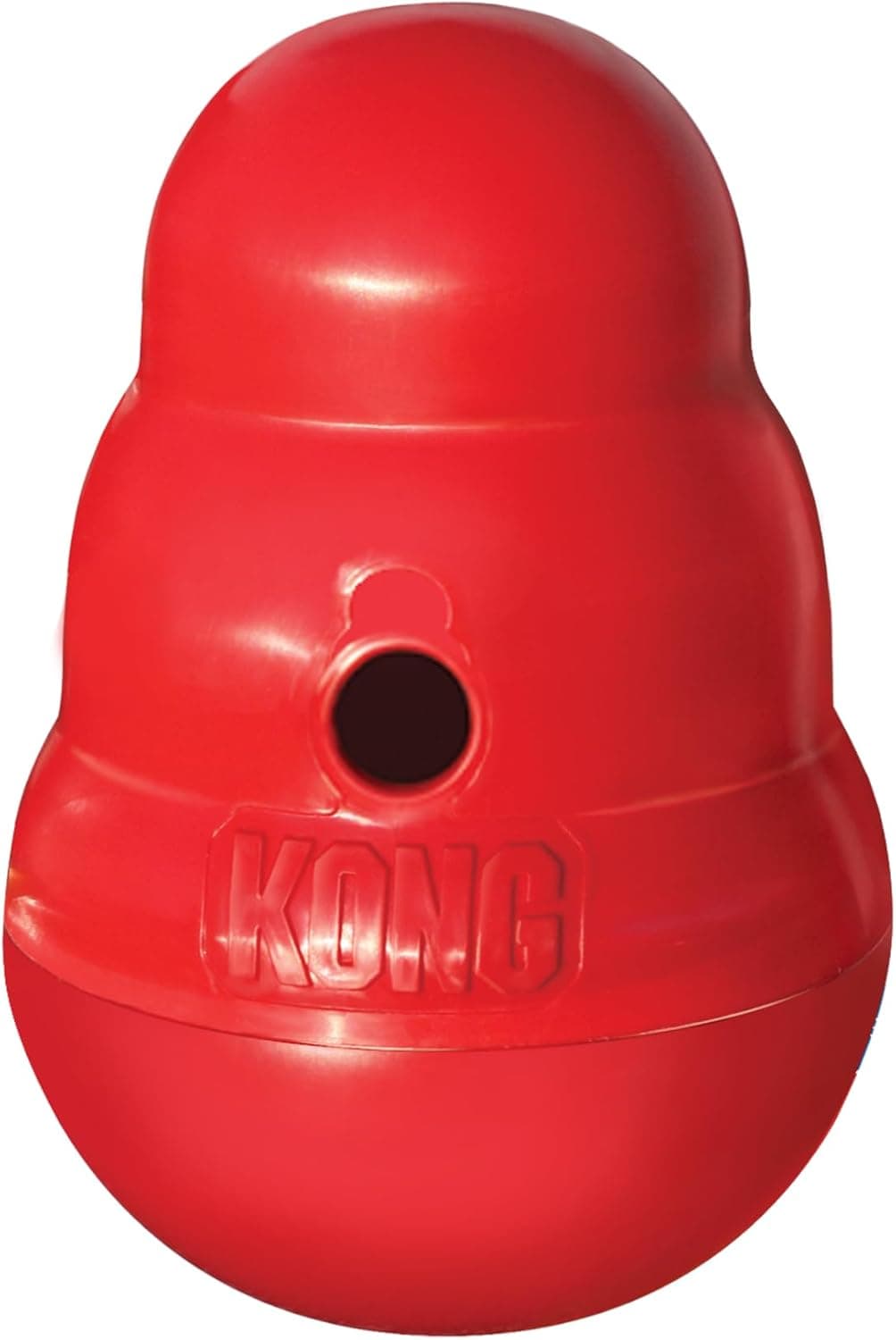 Red KONG Wobbler treat-dispensing dog toy