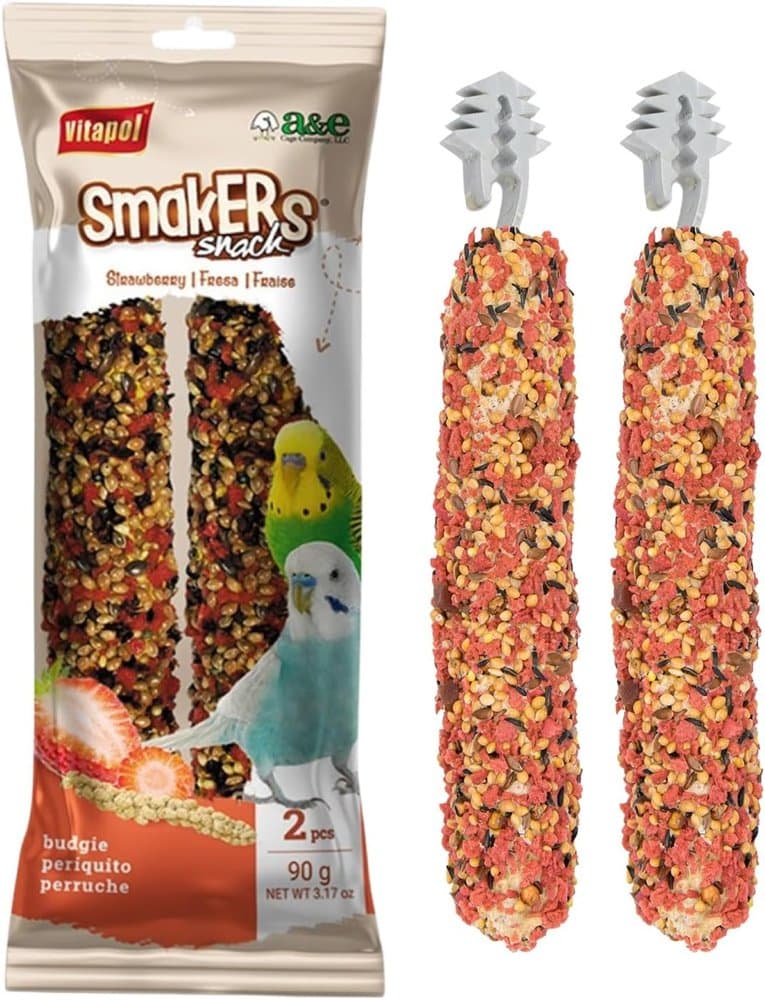 A&E Cage Company Vitapol Smakers Strawberry Treat Sticks for Parakeets & Budgies product photo
