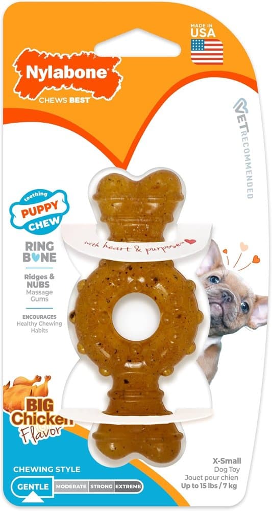 Nylabone Puppy Chew Teething Ring Bone Dog Toy product photo