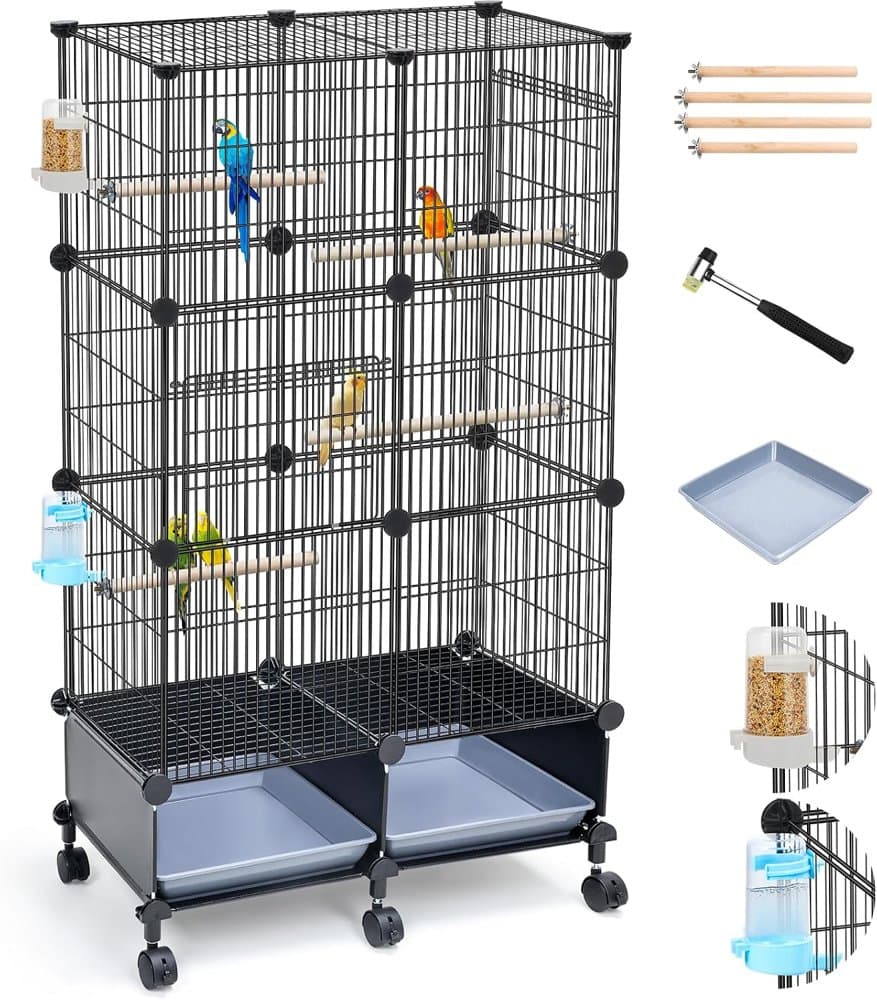 VISCOO Upgraded Encrypted Metal 46-Inch Bird Cage for Parrot product photo