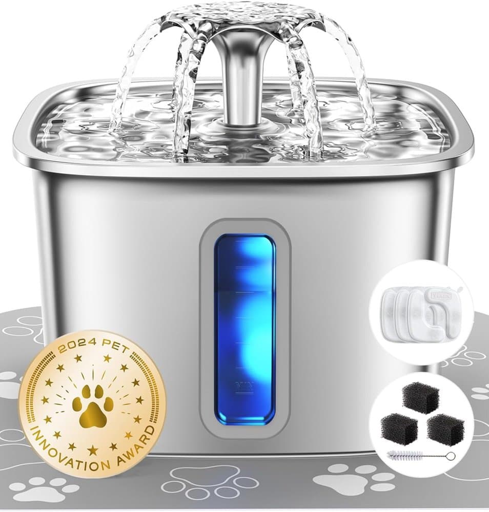 Veken Innovation Award Winner Stainless Steel Cat Water Fountain product photo
