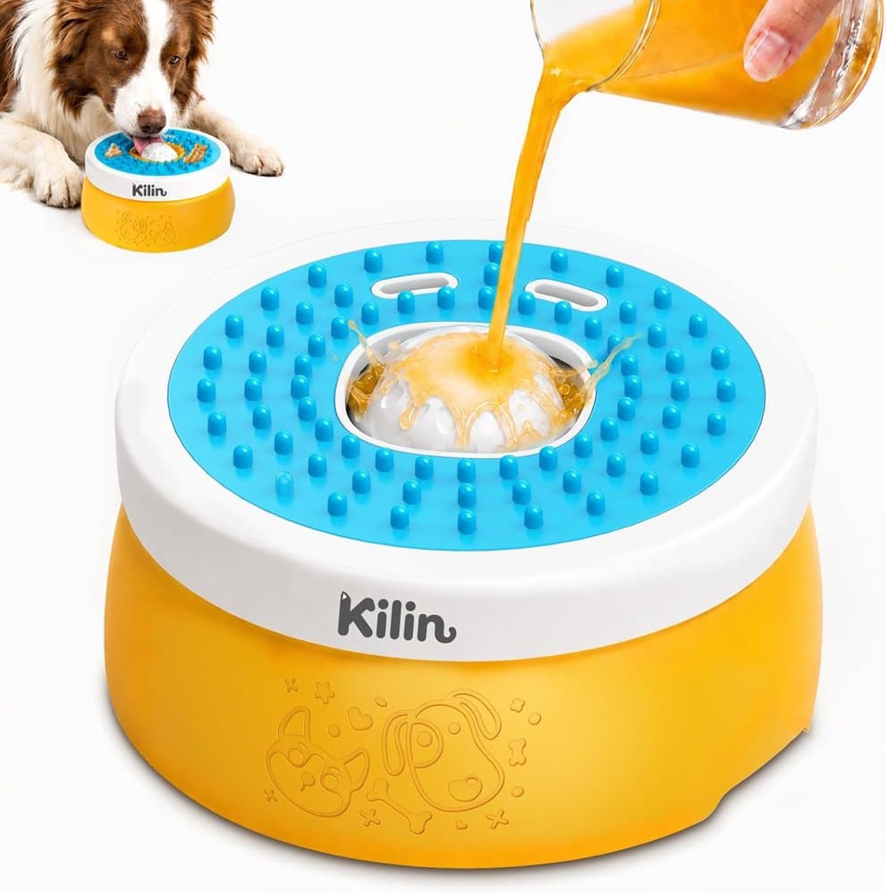 KILIN Slow Feeder Dog Licking Bowl with Rolling Ball,4 Non-Slip product photo
