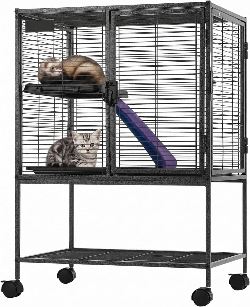 VEVOR Metal Small Animal Cage 34.06"H 2-Tier Rolling Ferret product photo